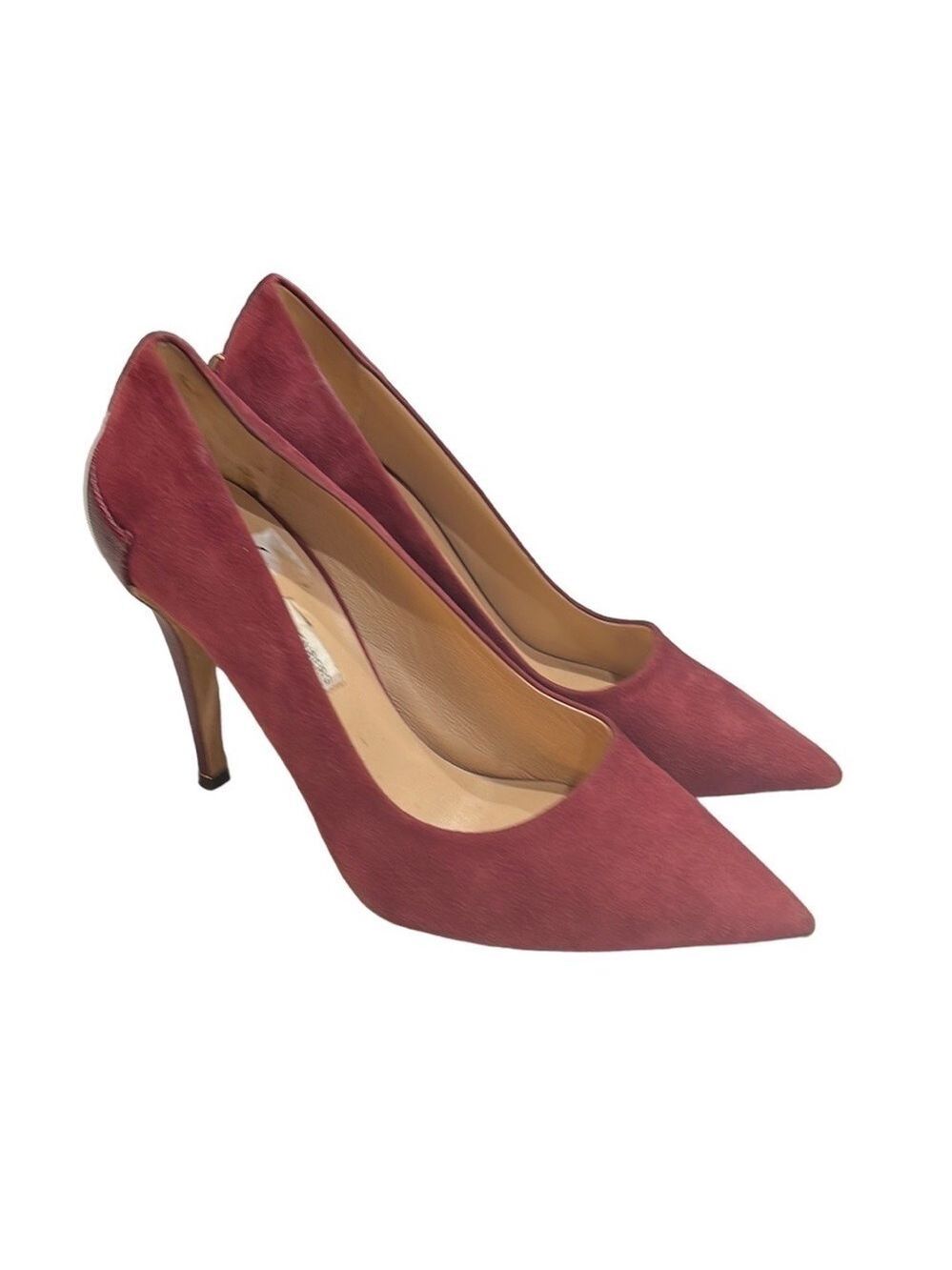 Diane Von Furstenberg Suede Point Toe Heels Wine SZ 6 WIDE